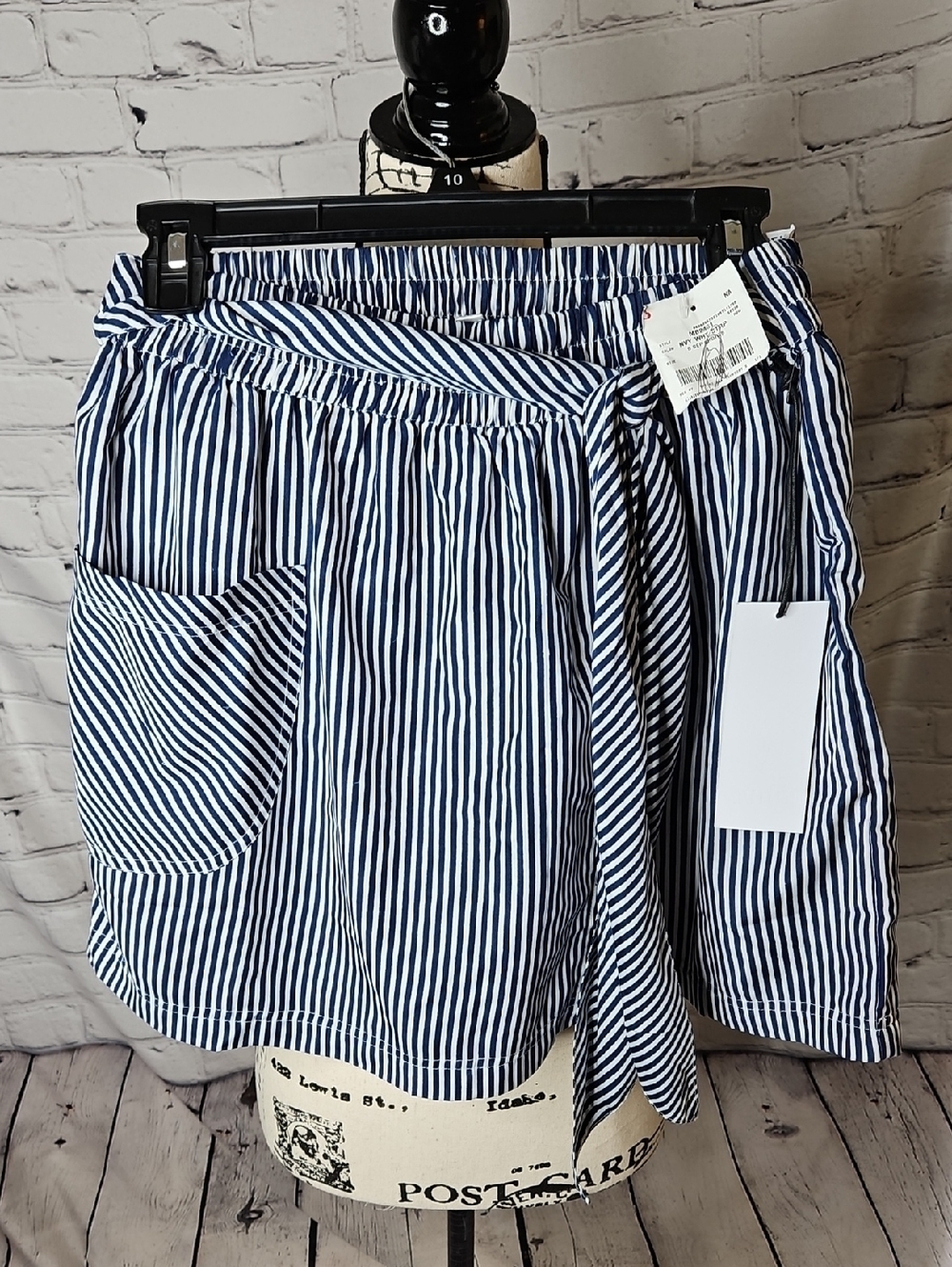 Deja Bleu Cotton Blend Faux Wrap Blue/White Striped Skort NWT Sz Large (Junior)